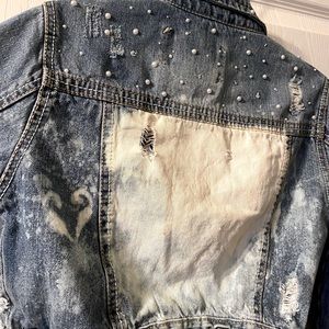 Custom made crop denim jacket